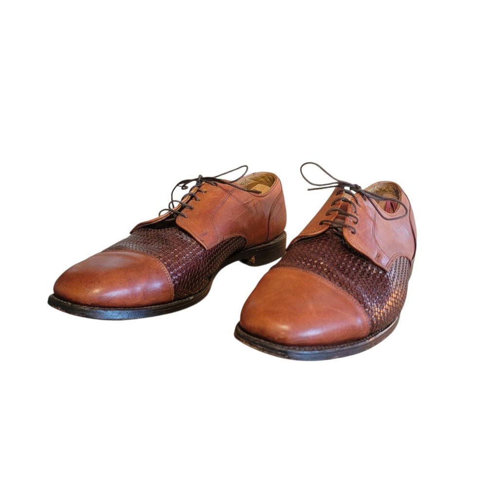 Allen Edmonds Lauderdale Woven Leather Oxfords Brown Cap Toe Dress Shoes 13 D - Picture 5 of 11
